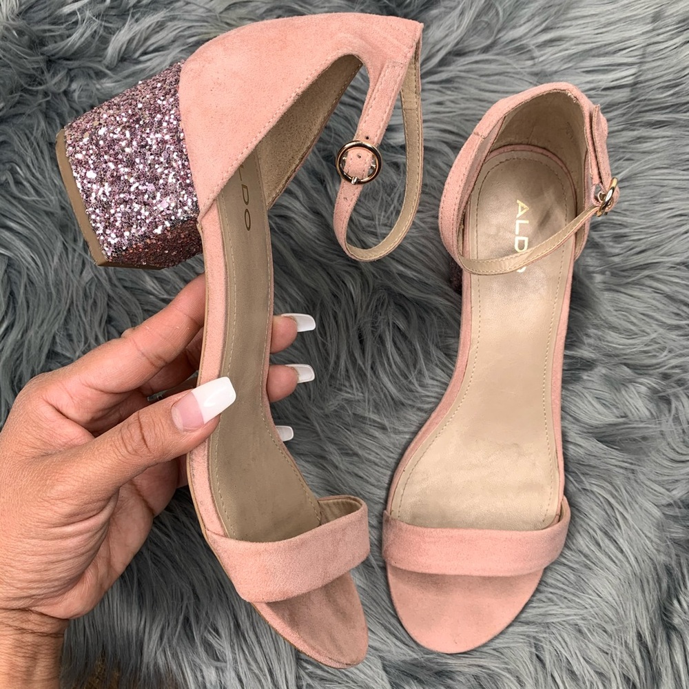 Aldo soft glitter glam suede dolly heels 8